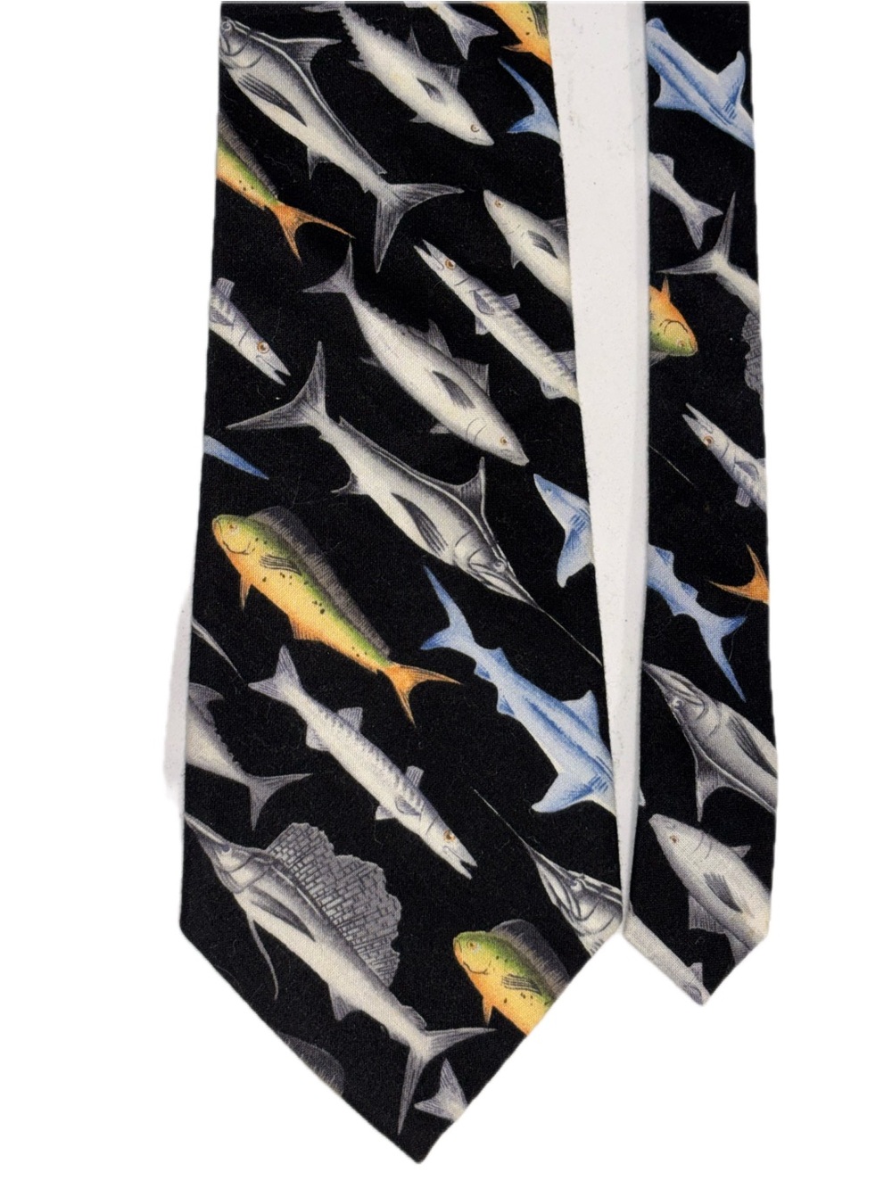 TANGO by Max Raab Black Silk 
Necktie with Angler/Fisherman’s Pattern